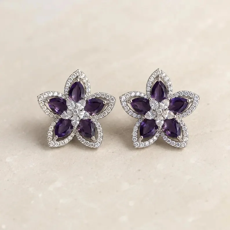 Purple CZ convertible earrings