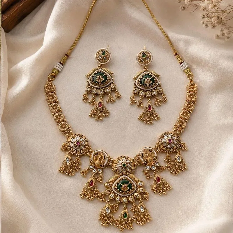 Complete traditional gold-tone jewellery set from SBN India